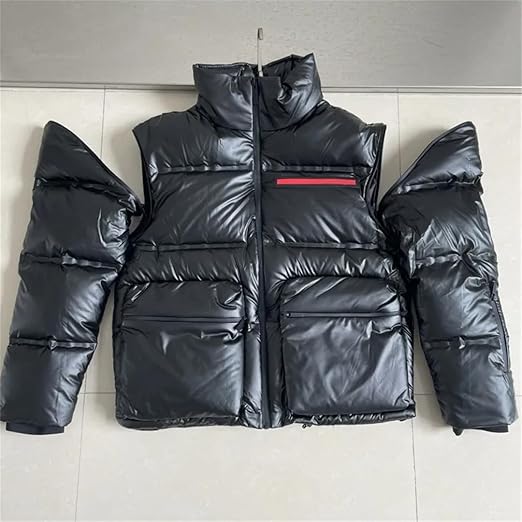 Mkjuuior Autumn and Winter Men's and Women's Stand Collar Down Jacket Casual Jacket Sleeves Removable Warm Down Jacket