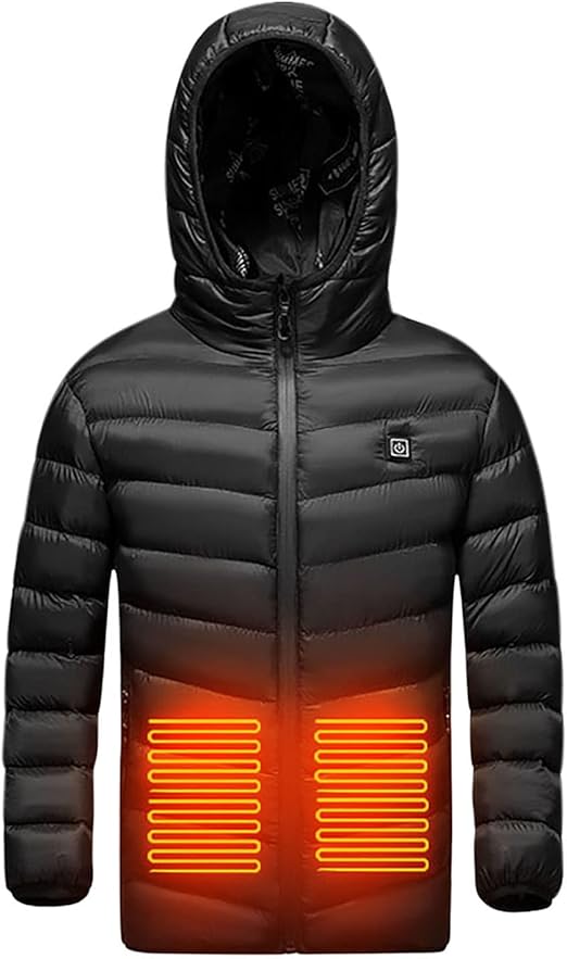 BTDECLAR Boys Girls Thermal Jacket Warm Winter Jacket Windproof USB Charging Electric Heating Hooded Jacket