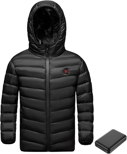 BTDECLAR Boys Girls Thermal Jacket Warm Winter Jacket Windproof USB Charging Electric Heating Hooded Jacket