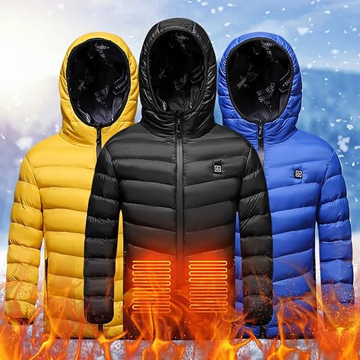 BTDECLAR Boys Girls Thermal Jacket Warm Winter Jacket Windproof USB Charging Electric Heating Hooded Jacket